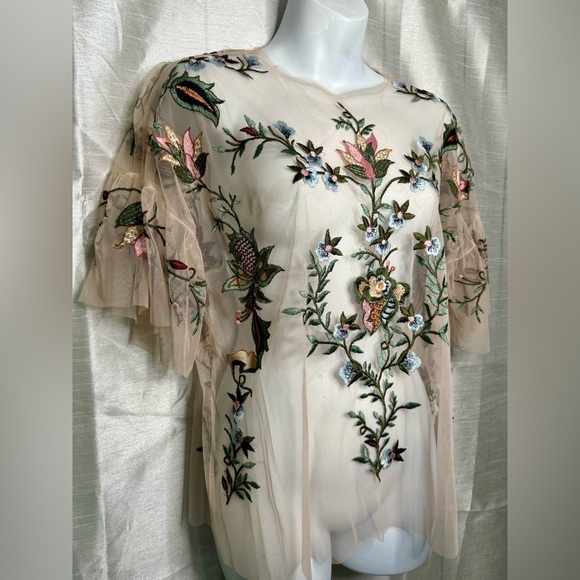 Zara embroidered mesh top - Picture 3 of 9
